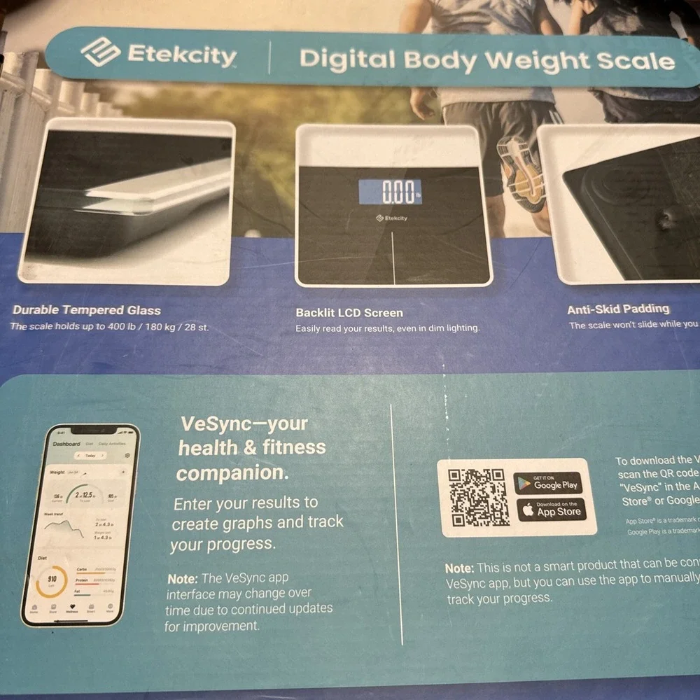 Digital Body Weight Bathroom Scale with Step-On Technology 400 Lb With Batteries